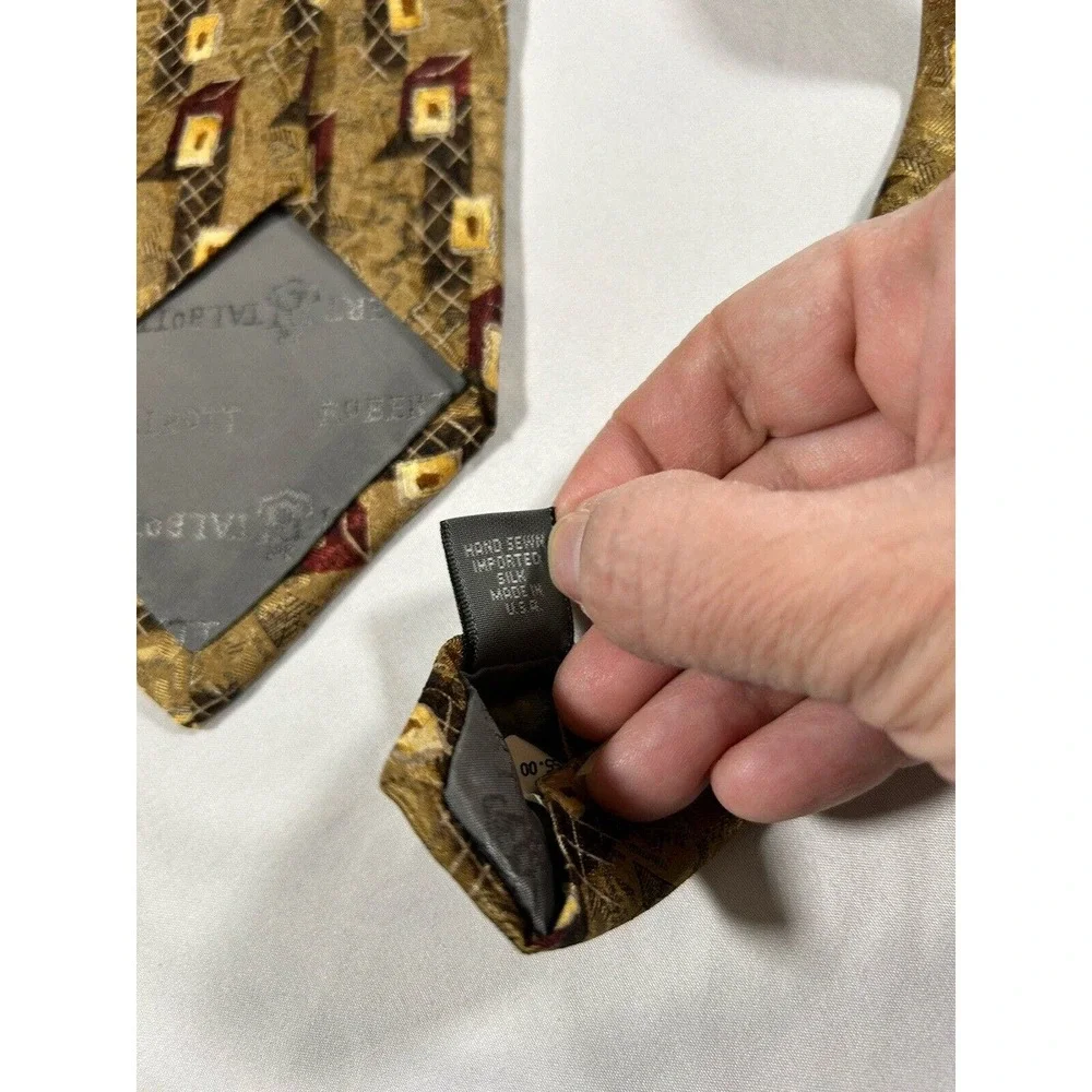 Vintage Robert Talbott Geometric 100% Silk Tie Hand Sewn Made In USA
